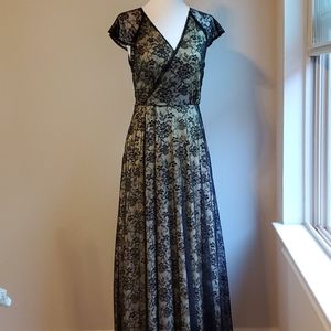 Vintage maxi long black dress short sleeve